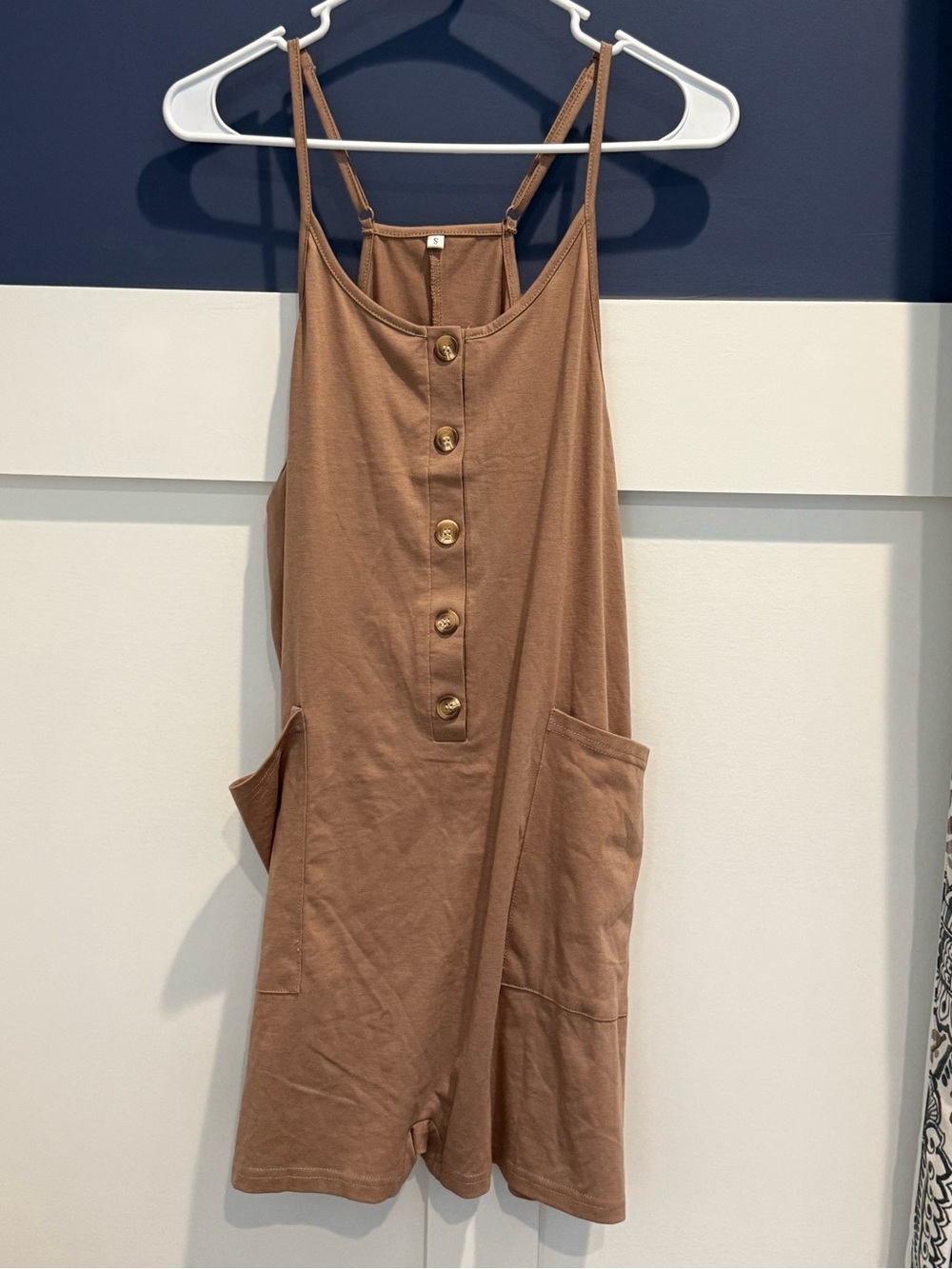 Sleeveless Button-Front Romper in Brown NWOT Size S
